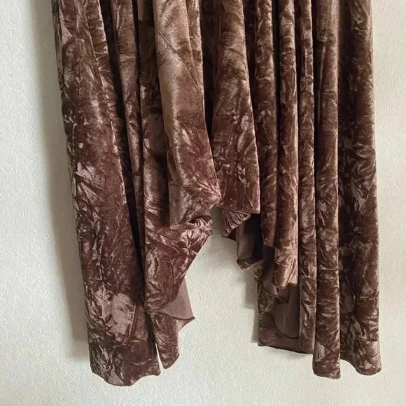 Silence + Noise Corina Velvet Brown Asymmetrical Short Sleeve Whimsygoth Dress S - Picture 6 of 11